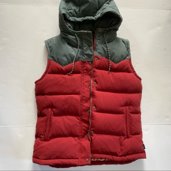 Patagonia Bivy Vest Red Down Hood Puffer L RARE - Picture 6 of 16